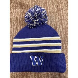 Washington‎ Huskies Beanie Hat Pom Knit Cap Winter BECU Purple Gold